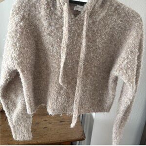 All in Favor Cream Fuzzy Cropped Turtleneck Sweater